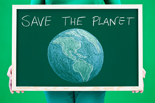chalk board with save the planet written on it