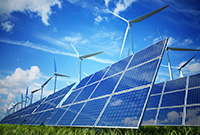 solar panels and wind turbines